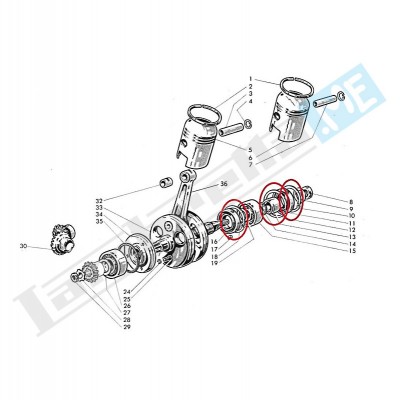 Anello elastico spallamento cuscinetto albero motore