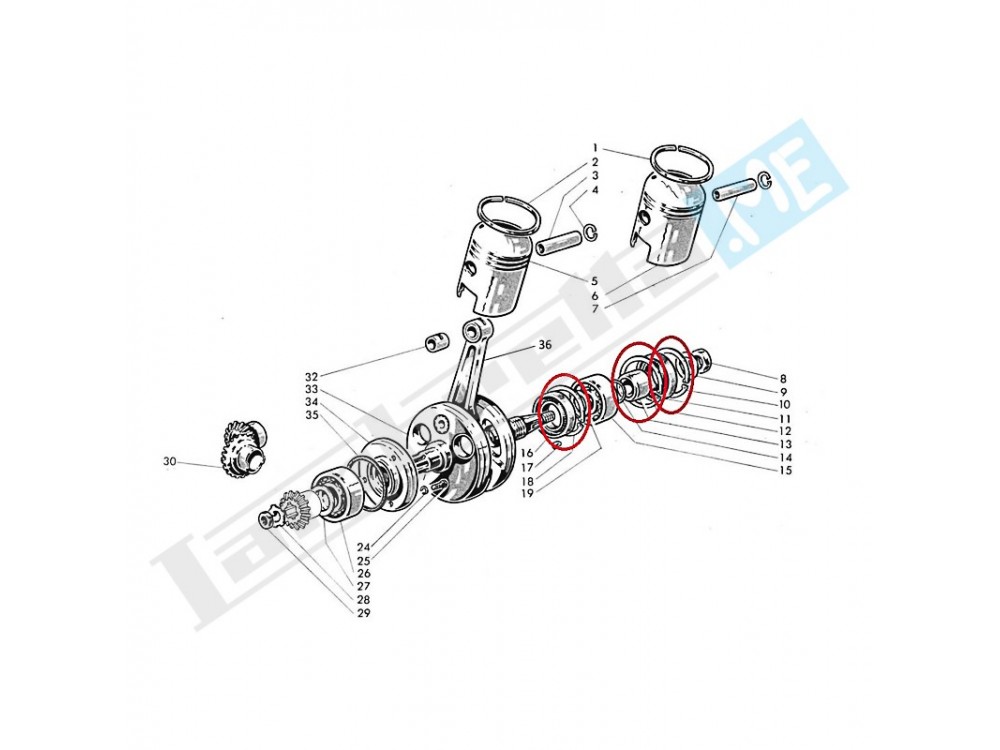Anello elastico spallamento cuscinetto albero motore