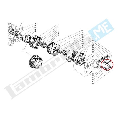 Supporto regolazione cavo comando frizione '57