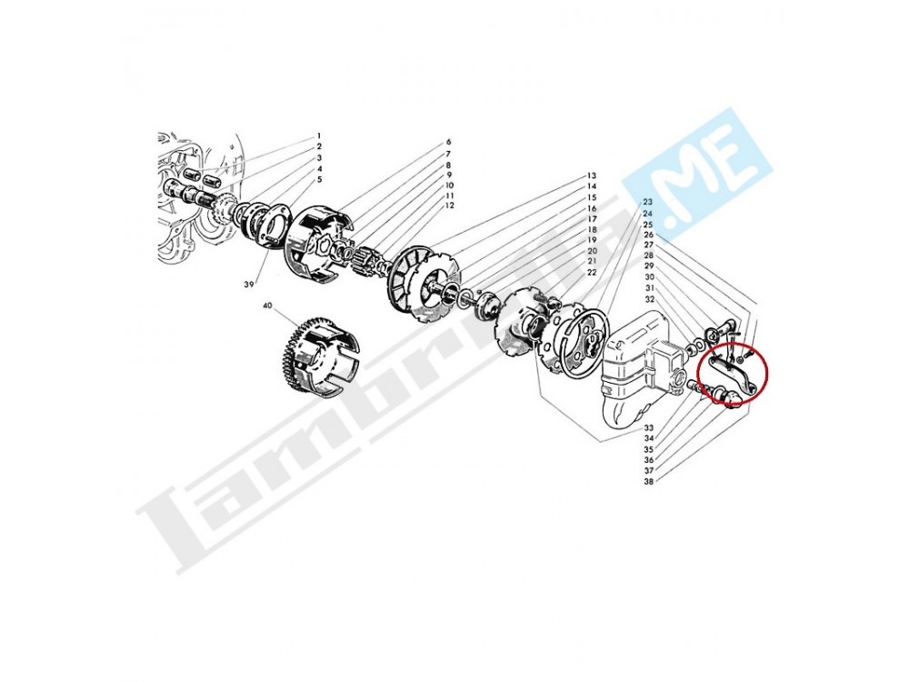 Supporto regolazione cavo comando frizione '57