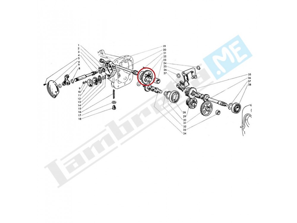 Ingranaggio folle sul primario 150 cc ( 3 innesti)