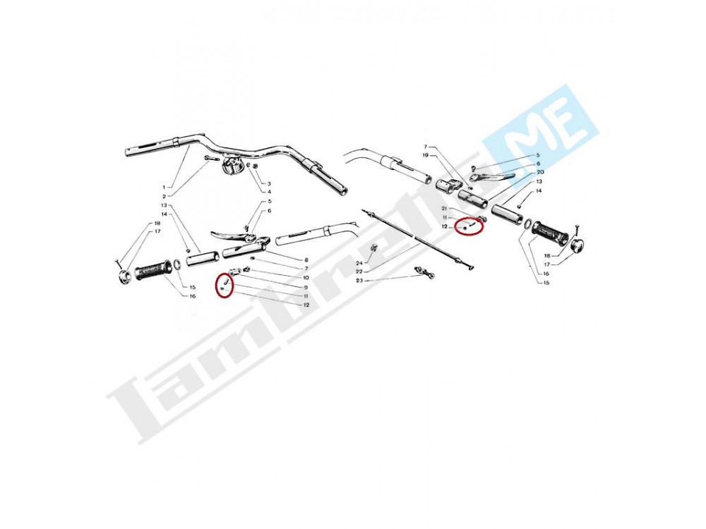 Set rulli/perni al manubrio per gas/cambio