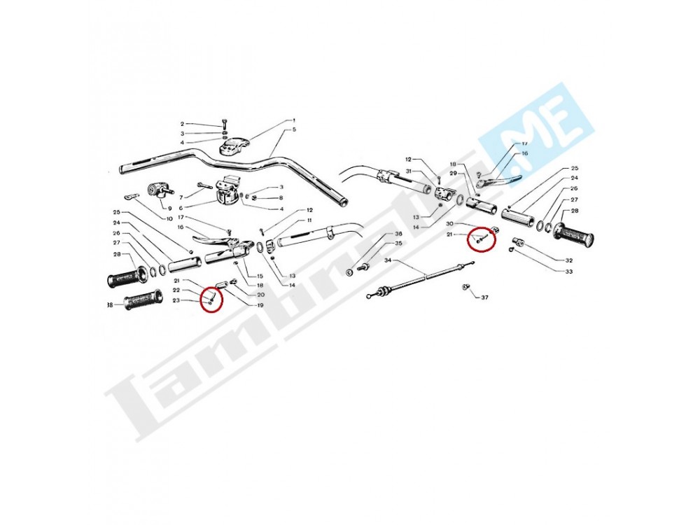 Set rulli/perni al manubrio per gas/cambio