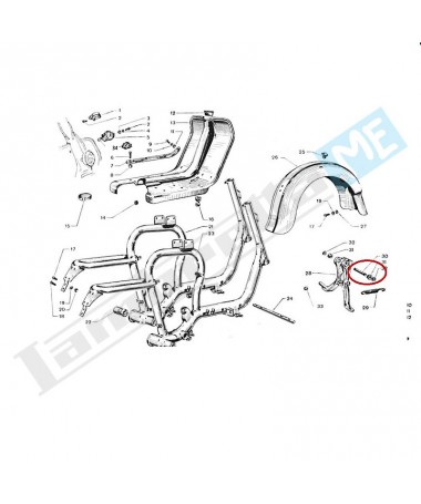 Perno cavalletto con bussole magg. 1 mm