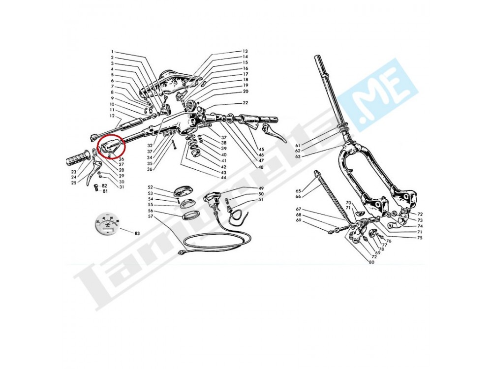 Manicotto manubrio supporto leva freno anteriore