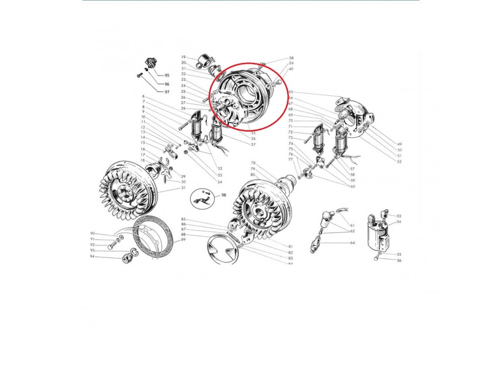 Flangia volano magnete (mod. con presa corrente E 136)