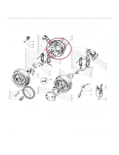 Flangia volano magnete (mod. con presa corrente E 136)