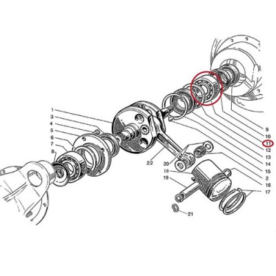 Cuscinetto a rulli albero motore lato volano (NU205)