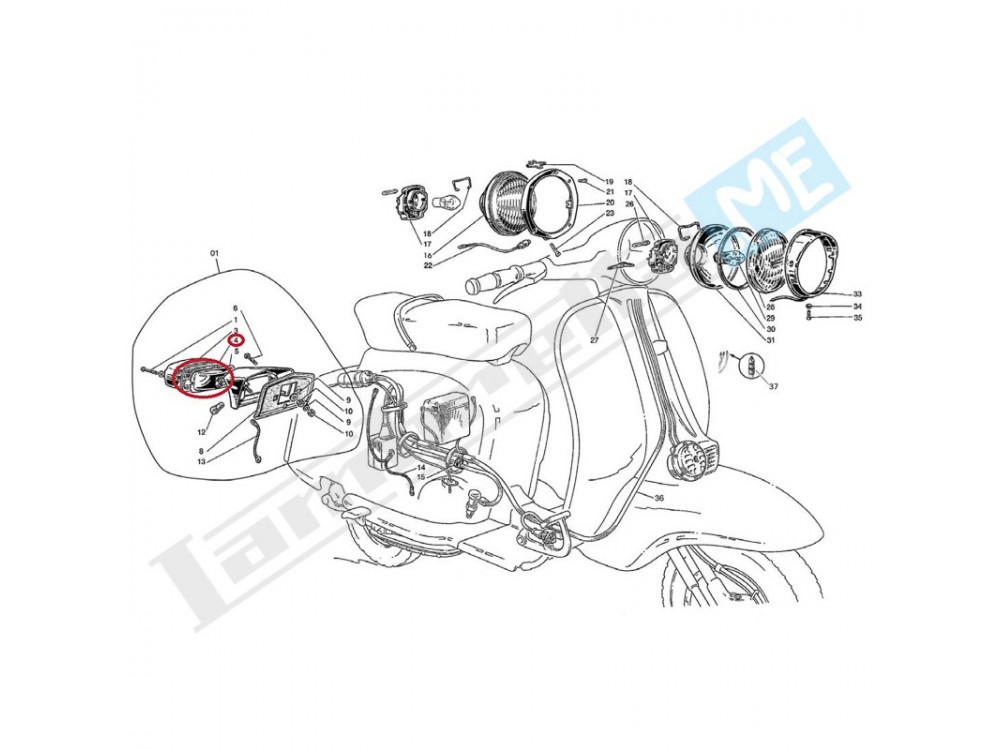 Guarnizione per catadiottro posteriore Cev-Aprilia