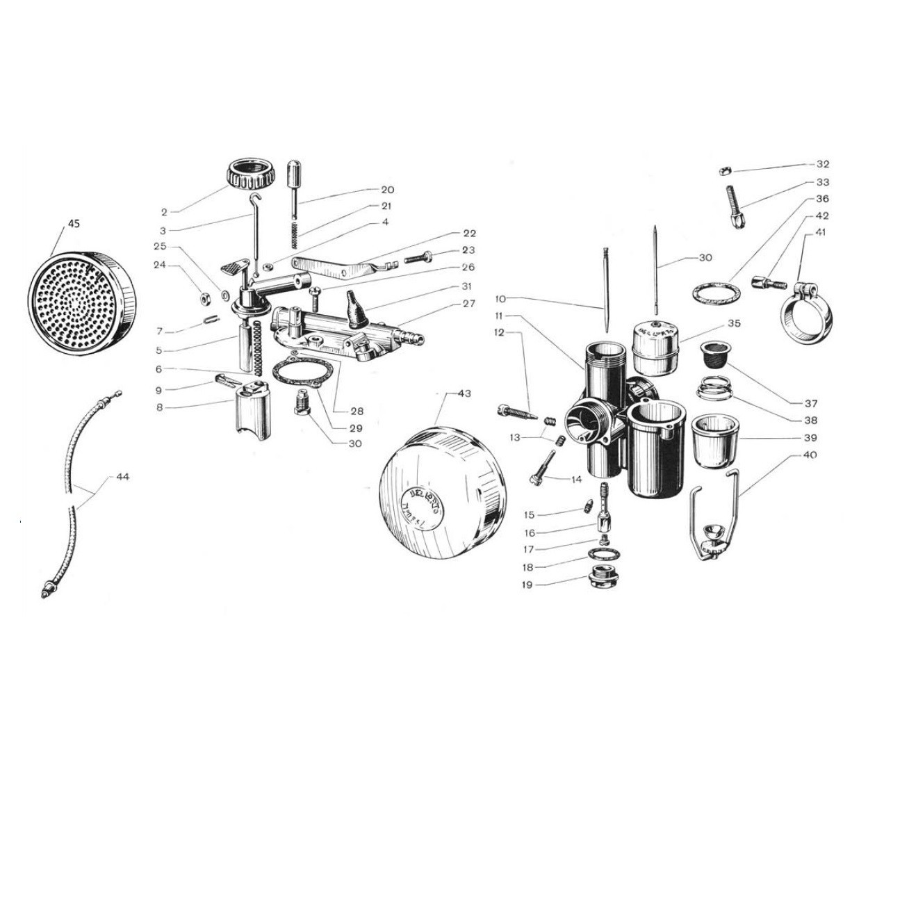 Carburatore Dell'Orto con comando (Tav.19)